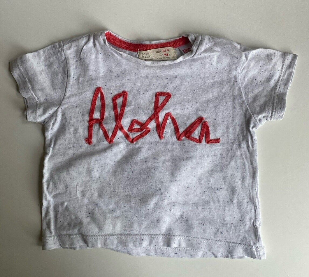 Zara baby size 6-9 months grey speckled t-shirt Aloha, VGUC