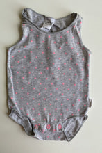 Load image into Gallery viewer, Bonds baby girl size 0-3 months grey pink spot tank bodysuit, VGUC
