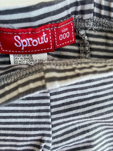 Sprout baby girl size 0-3 months grey stripe leggings pants babushka, VGUC