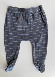 Marquise baby size 3-6 months grey blue stripe footed leggings, VGUC