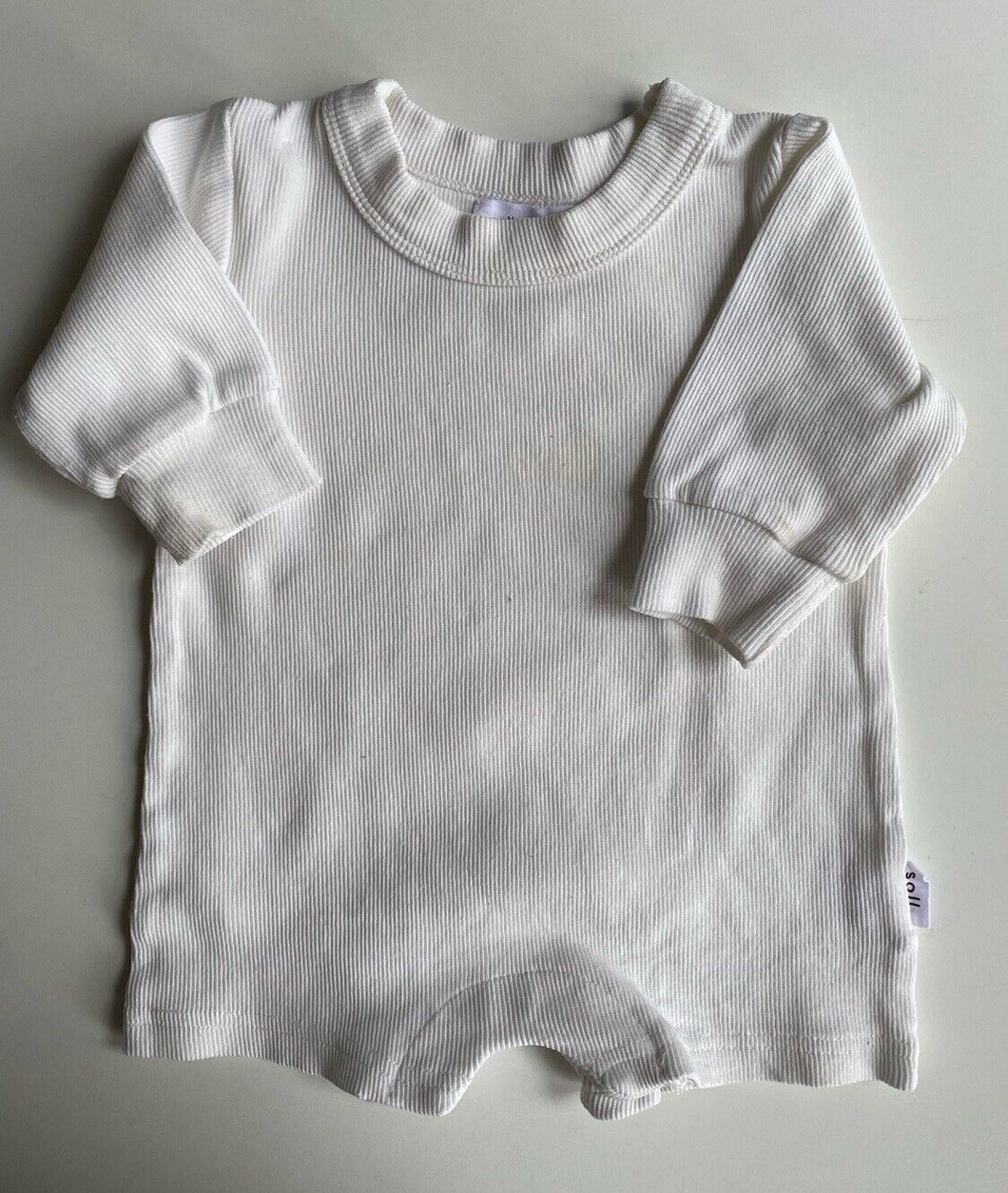 Soll. The Label baby size 0-3 months white ribbed romper one-piece, GUC