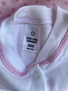 Target baby girl size 0-3 months x3 one-piece bundle white pink, VGUC