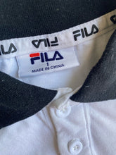 Load image into Gallery viewer, FILA baby boy size 12-18 months white black short sleeve polo shirt top, VGUC
