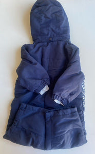 Lupilu baby size approx. 6-12 months navy blue snowflake hooded snow suit, VGUC