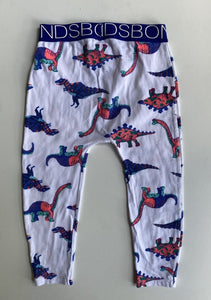 Bonds baby size 18-24 months white blue coloured dinosaur leggings, GUC