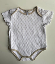 Load image into Gallery viewer, Armani baby size 3-6 months white brown patterned bodysuit top, VGUC
