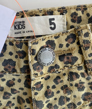 Load image into Gallery viewer, Cotton On Kids girls size 5 brown distressed denim leopard print mini skirt BNWT
