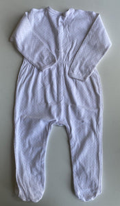 Petit Bateau baby size 18-24 months white gold spotted one-piece growsuit, VGUC