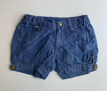 Load image into Gallery viewer, Target kids girls toddler size 2 blue denim chambre shorts elastic waist, VGUC
