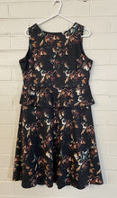 Load image into Gallery viewer, Ripe Women&#39;s size XS black floral sleeveless peplum v neck dress, EUC
