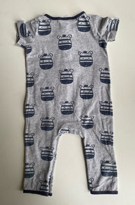 Jack & Milly baby size 6-12 months grey blue zebras one-piece, GUC