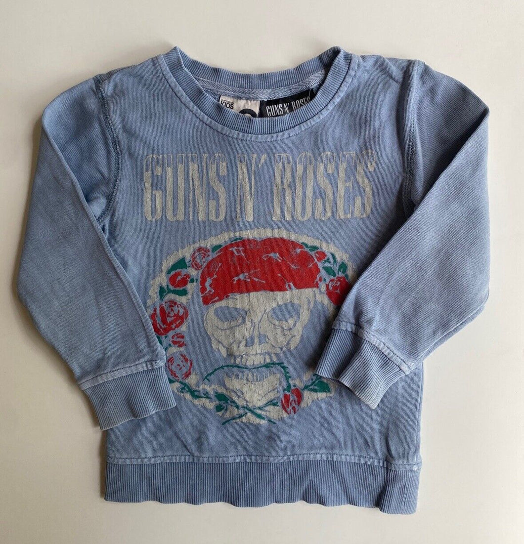 Cotton On Kids x Guns N' Roses kids toddler size 2 blue jumper, GUC