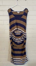 Load image into Gallery viewer, Ripe women&#39;s size XL maternity blue brown stripe sleeveless dress, VGUC
