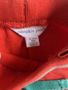 Pumpkin Patch baby girl size 0-3 months red track pants hearts, VGUC