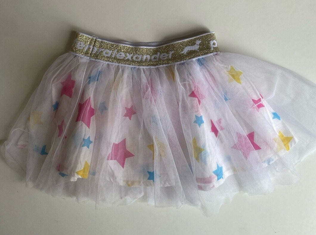 Peter Alexander baby girl size Small 9-18 months white stars tutu skirt, VGUC