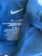 Load image into Gallery viewer, Nike baby size 0-3 months blue long sleeve bodysuit t-shirt logo, VGUC
