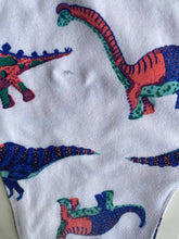 Load image into Gallery viewer, Bonds baby size 18-24 months white blue coloured dinosaur leggings, GUC
