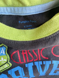 Pumpkin Patch baby boy size 6-12 months charcoal green t-shirt car, VGUC