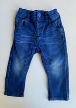 Load image into Gallery viewer, Next baby size 12-18 months blue distressed denim pull on jeans pants, VGUC
