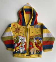 Load image into Gallery viewer, Unbranded kids toddler size approx. 2 yellow knit Peruvian hooded jumper VGUC
