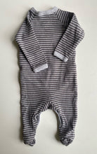 Load image into Gallery viewer, Bonds baby size 0-3 months grey stripe wrap one-piece growsuit, VGUC
