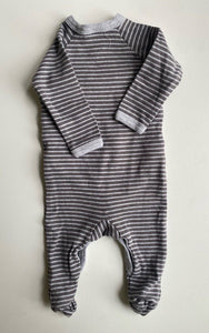 Bonds baby size 0-3 months grey stripe wrap one-piece growsuit, VGUC