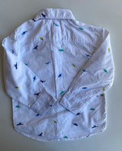 Load image into Gallery viewer, H&amp;M kids boys toddler size 2 white button up collared shirt dinosaurs, VGUC
