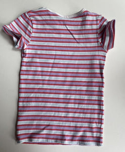 Seed kids girls size 10 pink purple ribbed stripe t-shirt top, VGUC