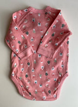 Load image into Gallery viewer, Uniqlo baby girl size 0-3 months pink floral wrap long sleeve bodysuit top, VGUC
