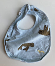 Load image into Gallery viewer, Peter Alexander baby blue cotton feeding bib sloths, VGUC
