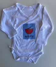 Load image into Gallery viewer, Yumcha Child baby size 0-3 months white wrap bodysuit top Miso Soup, VGUC
