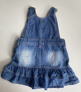 Mothercare baby girl size 9-12 months blue denim pinafore dress, VGUC