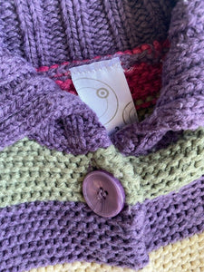 Target kids girls toddler size 3 purple stripe knit button up cardigan, VGUC