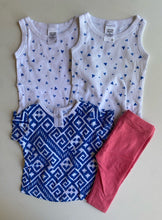 Load image into Gallery viewer, Target baby size 0-3 months blue white tops pink leggings bundle, VGUC
