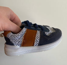 Load image into Gallery viewer, Baby Baby baby boy size 3 blue brown pull on shoes sneakers, VGUC
