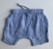 Load image into Gallery viewer, Cotton On baby girl size 3-6 months blue textured drawstring shorts, VGUC
