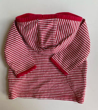 Load image into Gallery viewer, Sprout baby size 3-6 months red white stripe hooded top pockets, VGUC
