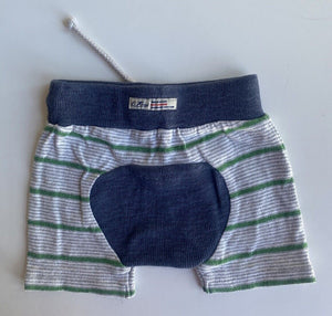 Country Road baby size 3-6 months grey green stripe elastic waist shorts, VGUC