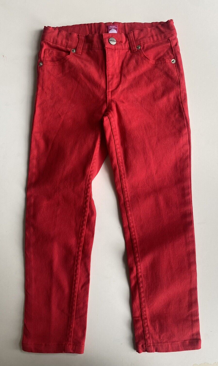 Littlehorn kids size 7 red jeans pants adjustable waist, VGUC