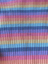 Load image into Gallery viewer, Ghanda baby girl size 1-2 years pastel rainbow stripe ribbed long sleeve top GUC
