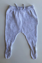 Load image into Gallery viewer, Pumpkin Patch baby size 0-3 months grey white stripe knit footed leggings, VGUC
