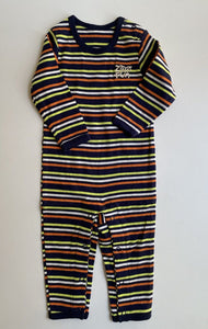 Zoo Fun baby size 3-6 months blue orange green stripe one-piece, VGUC