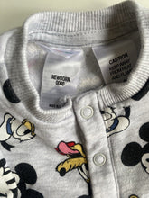 Load image into Gallery viewer, Disney baby size newborn grey fleecy Mickey Mouse one-piece warm, VGUC
