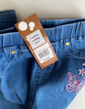 Load image into Gallery viewer, Milkshake kids girls size 6 blue denim pull on pants butterfly, BNWT
