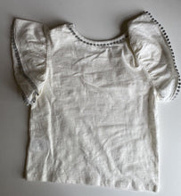 Load image into Gallery viewer, Milkshake kids girls size 5 white silver trim frill short sleeve top, BNWT
