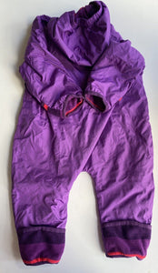 Kathmandu baby size 12-18 months purple hooded zip up snowsuit warm, VGUC