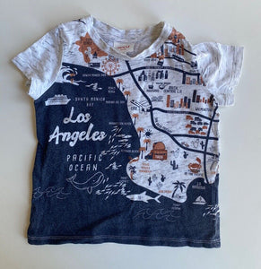 Seed kids toddler size 2 grey marle short sleeve t-shirt map Los Angeles, VGUC