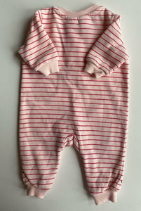 Disney Baby baby girl size newborn pink stripe Minnie Mouse Daisy one-piece, EUC