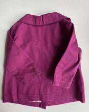 Load image into Gallery viewer, Higgledee baby girl size 12-18 months purple button up jacket, VGUC
