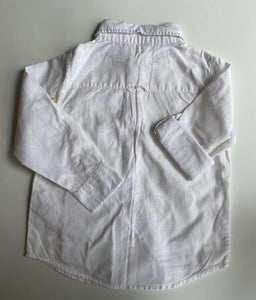 Cotton On Kids boys size 5 white linen blend button up collared shirt, VGUC